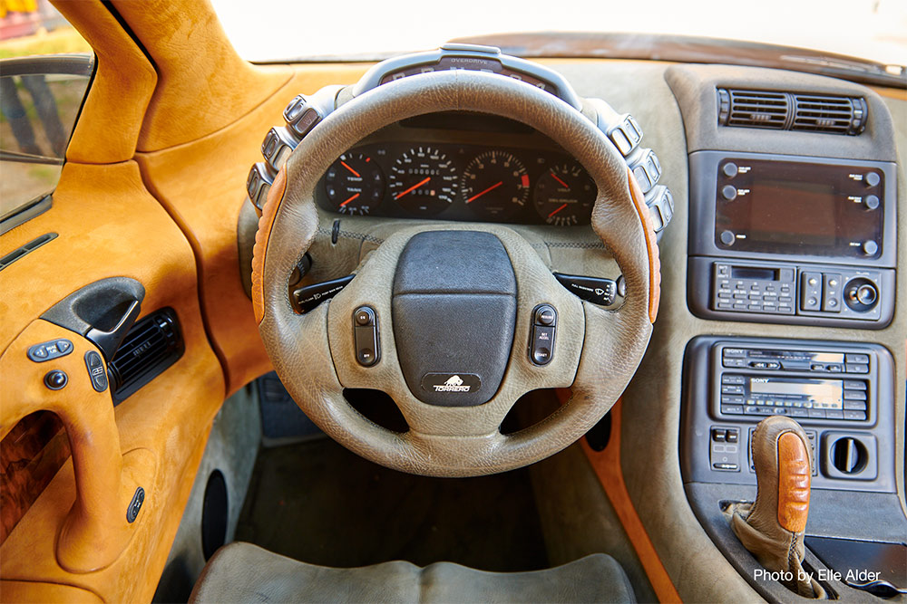 View of steering wheel and dashboard of the Ulcetech Torerro