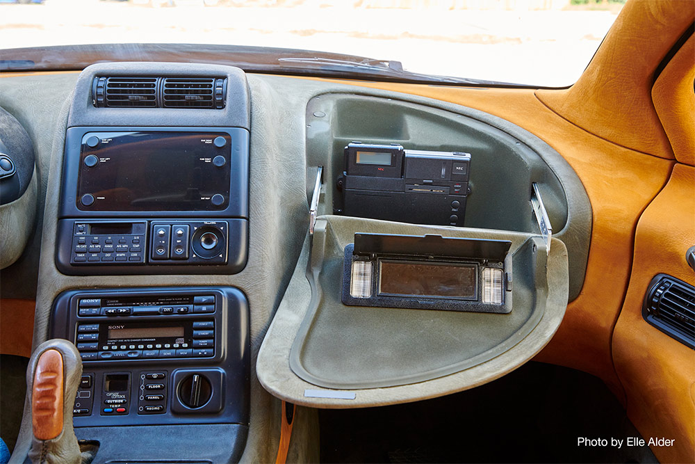 View of dashboard and opened glove compartment of the Ulcetech Torrero